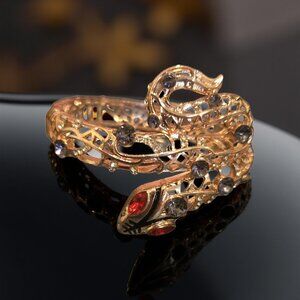 GOLD SNAKE BRACELET W RHINESTONES  7 INCHES